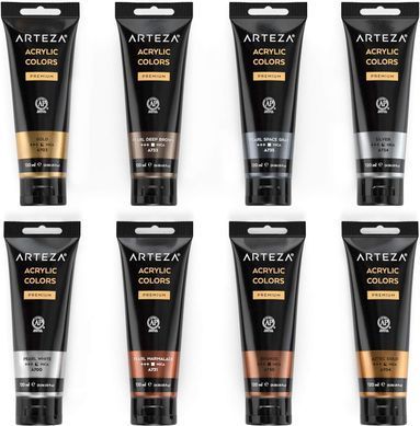Акрилові перламутрові фарби Arteza Metallic Acrylic Paint Професійна серія 120 мл (ARTZ-8556)