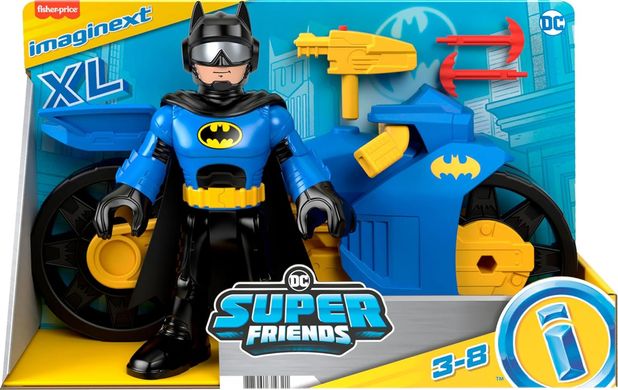 Ігровий набір Бетмен Fisher-Price Imaginext DC Super Friends Batcyle XL & Batman Ліга Справедливості Бетцикл – мотоцикл (HNM32)