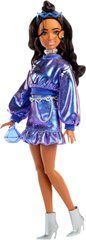 Кукла Barbie Deluxe Style №7 с волнистыми коричневыми волосами, в металлической синей кофте и юбке (JFP42)