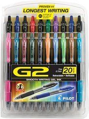 Набор цветных гелевых ручек PILOT G2 Premium Gel Pens 0.7 мм 20 шт (&lrm;31294)