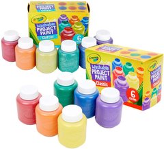 Набір змиваючих фарб Crayola Washable Glitter Paint  Гуаш 2 набора в наборі 6 кольорів (54-2312)