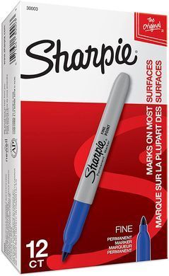 Маркеры перманентные Sharpie Permanent Markers, Fine Point  Синий 12 шт. (&lrm;30003)