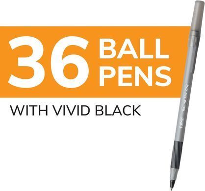 Набір кулькових ручок 36 шт BIC Round Stic Xtra Comfort Чорні масляні 1,2 мм (&lrm;GSMG361BK)
