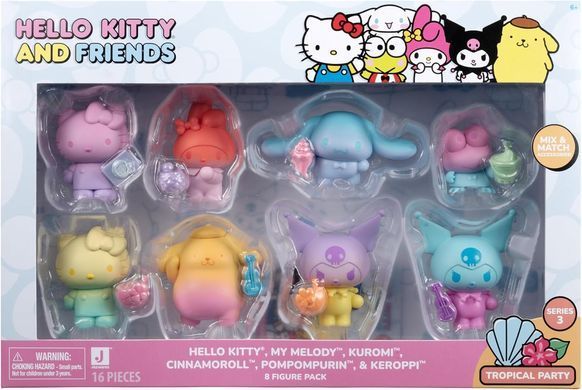 Фигурки Jazwares Hello Kitty and Friends Ombre Tropical Party, 8 шт &mdash; Тропическая коллекция (HKT0309)