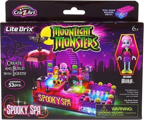 Конструктор з підсвіткою Cra-Z-Art Lite Brix Moonlight Monsters Spooky Spa Building Set Спа-салон Монстрів 53 деталей (35740)