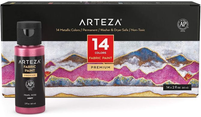 Стійка фарба для розпису по тканині Arteza Metallic Permanent Fabric Paint  Професійна серія 60 мл (АРТЗ-9282)