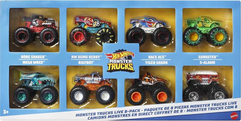 Набор машинок из 8 шт. Монстр-трак Hot Wheels Monster Trucks 1:64 (HGX21)