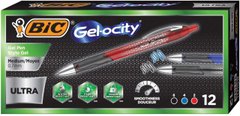 Набор цветных гелевых ручек 12 шт автоматических BIC Gel-ocity Ultra (RGU11-AST) (B07M5MFQQ8)