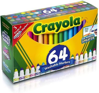 Набір маркерів Crayola Ultra-Clean Washable Markers, Gel Markers, Window Markers, 64 шт (58-8180)