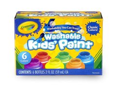Набор смывающих красок Crayola Washable Kids Paint Classic Гуашь 6 шт х 59 мл (54-1204)
