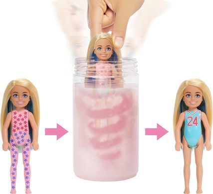 Лялька-сюрприз Челсі Barbie Chelsea Color Reveal Party Яскраве перетворення Спорт (HKT85)