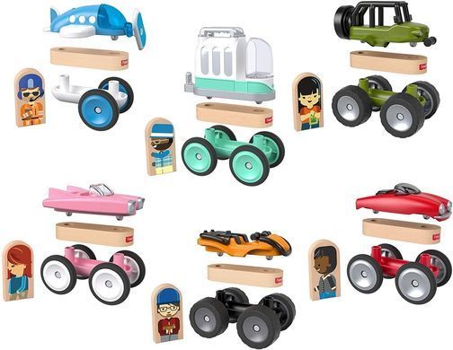 Деревянный конструктор Fisher-Price Wonder Makers Design System Vehicle 6-Pack Транспортное средство (GJL47)