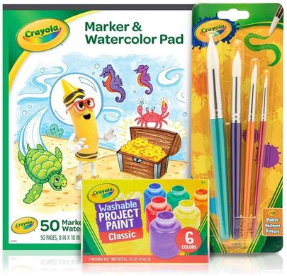 Набор для рисования Crayola Kids Paint Set, 6 Washable Paints Гуашь красоки с кисточками (04-1078)