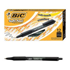 Набор шариковых ручек 12 шт автоматических BIC Soft Feel, 1 мм. Черные (SCSF11-Blk) (BICSCSF11BK)