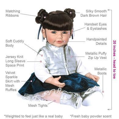 Лялька реборн Adora ToddlerTime Doll Cosmic Girl 20" Девочка космос 51 см (2020157)