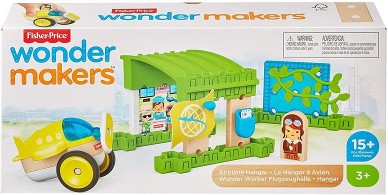 Деревяний конструктор Fisher-Price Wonder Makers Airport Hanger 15 деталей (GLM43)