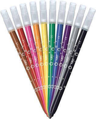 Набір змиваючих фломастерів BIC Kids for Long-Lasting Coloring Markers 10 штук. (BKCM10)
