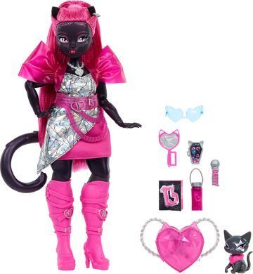 Кукла Монстер Хай Monster High Catty Noir с котиком Amulette и аксессуары (HXH76)