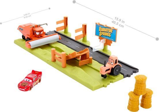 Ігровий набір Mattel Disney Pixar Cars Frank Escape & Stunt Race Блискавка Макквін, Комбайн.Трактор (HRX48)