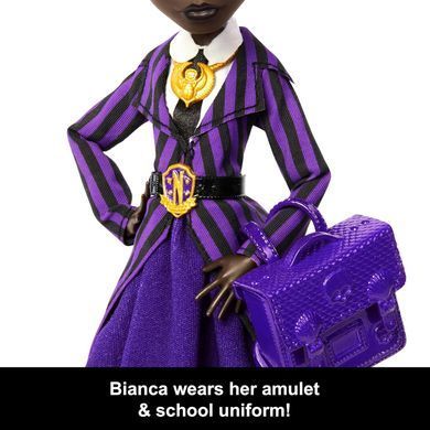 Коллекционная кукла Monster High x Wednesday Bianca Barclay в форме Nevermore Academy с амулетом Сирены (JDR71)