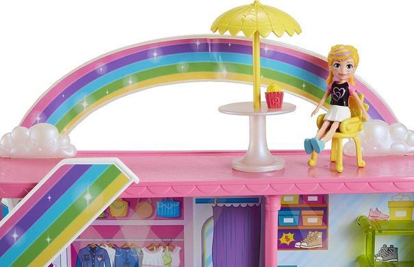 Ігровий набір Поллі Покет Polly Pocket Sweet Adventures Rainbow Mall Кишеньковий Світ Торговий центр (HKX69)