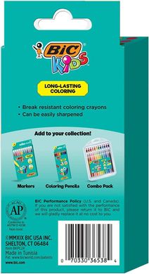 Цветные восковые карандаши BIC Kids Crayons for Long-Lasting Coloring 24 шт. (BKPC24-AST)