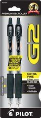 Набор гелевых ручек PILOT G2 Premium Gel Pen, Extra Fine  Черные автоматические 0.5 мм  2 шт (31014)