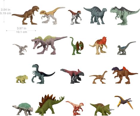 Ігровий набір Mattel Jurassic World Dominion Світ Юрського періоду Міні фігурки Динозаврів 20 шт. (HKB84)