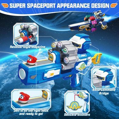Игрушечный бластер Super Wings: барабан на 10 пуль, мишень, 10 мягких патронов (YW780610)