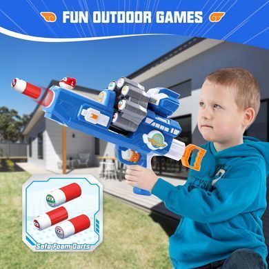 Игрушечный бластер Super Wings: барабан на 10 пуль, мишень, 10 мягких патронов (YW780610)
