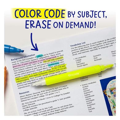 Набір текстових маркерів які стираються Crayola Take Note Erasable Highlighters 6 шт. (58-6504)