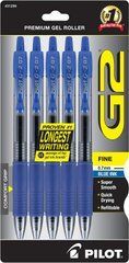 Набор синих гелевых ручек PILOT G2 Premium Gel Pens 0.7 мм, 5 шт (31299)