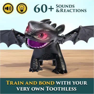 Интерактивный Беззубик DreamWorks Dragons: 60 звуков и реакций, игрушка How to Train Your Dragon (6053479)
