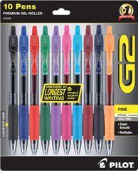 Набор цветных гелевых ручек PILOT G2 Premium Gel Pens 0.7 мм 10 шт (&lrm;31236)