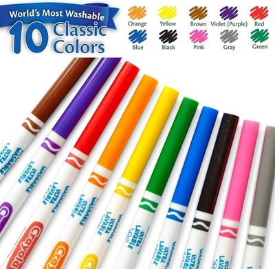 Набір фломастерів Crayola Ultra-Clean Washable Markers, Fine Line 10 штук (58-7852)