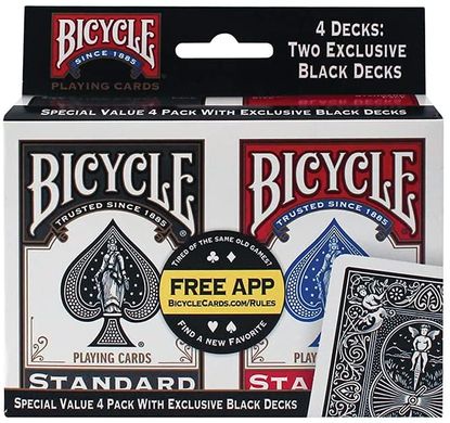 Игральные карты Bicycle Standard Playing Cards - Poker Size Rider Back and Red 4 шт. (‎10015551)