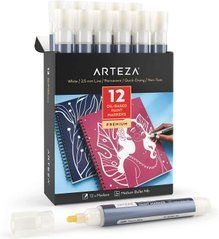 Маркеры перманентные белые на масляной основе Arteza Oil-Based Paint Markers, 2.5 мм. 12 шт. (ARTZ-4180)