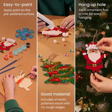 Набір для рукодділля Arteza Kids Wooden Christmas Ornaments Дерев’яні різдвяні прикраси