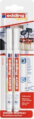 Набор меловых маркера Edding 4085 Chalk Marker Window Белый 1-2 мм  2 шт (4-4085-2-1049)