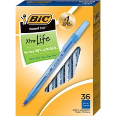 Набір кулькових ручок 36 шт. BIC Round Stic Xtra Life Синя масляна (RBP36BL)