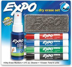 Набор маркеров с ластиком и спреєм для досок сухого стирания EXPO Low Odor Dry Erase Markers