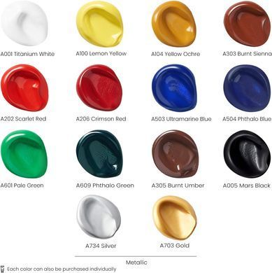 Акриловые краски Arteza Acrylic Paint Профессиональная серия 14 по 120 мл (&lrm;ARTZ-8154)