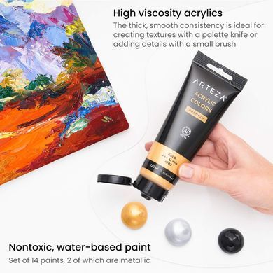 Акриловые краски Arteza Acrylic Paint Профессиональная серия 14 по 120 мл (&lrm;ARTZ-8154)