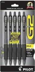 Набор гелевых ручек PILOT G2 Premium Gel Pen, Bold  Черные автоматические 1 мм (31303)