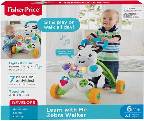 Інтерактивні ходунки Зебра Fisher-Price Learn with Me Zebra Walker зі звуковими ефектами (DKH80)