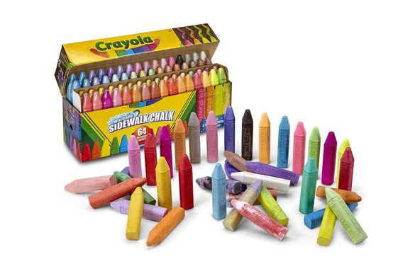 Крейда 64 шт Crayola Washable Sidewalk Chalk для малювання на асвальті, мольберті, дошці (51-2064)