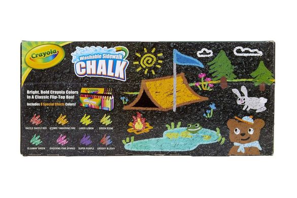 Крейда 64 шт Crayola Washable Sidewalk Chalk для малювання на асвальті, мольберті, дошці (51-2064)