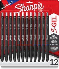 Набор цветных гелевых ручек 12 шт автоматических Sharpie S-Gel, Medium Синяя Черная Красная 0.7 мм (&lrm;&lrm;&lrm;2096153)