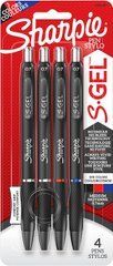 Набор цветных гелевых ручек 4 шт автоматических Sharpie S-Gel Medium Point Синяя Черная Красная 0.7 мм (2096174)