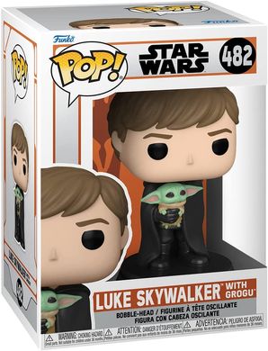 Фігурка Funko Pop! Bobble Star Wars Mandalorian Luke Skywalker with Grogu #482 Люк Скайуокер з Грогу (58290)